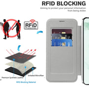 For Samsung Galaxy S22+ 5G Shield MagSafe RFID Anti-theft Leather Phone Case(Grey)