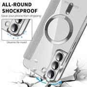 For Samsung Galaxy S22+ 5G Shield MagSafe RFID Anti-theft Leather Phone Case(Grey)