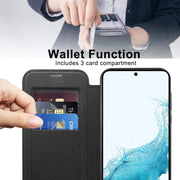 For Samsung Galaxy S22+ 5G MagSafe Magnetic RFID Anti-theft Leather Phone Case(Black)