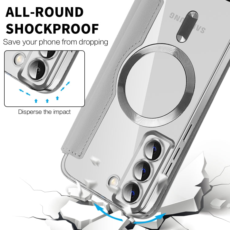 For Samsung Galaxy S22+ 5G MagSafe Magnetic RFID Anti-theft Leather Phone Case(Black)