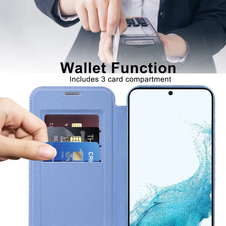 For Samsung Galaxy S22+ 5G MagSafe Magnetic RFID Anti-theft Leather Phone Case(Blue)