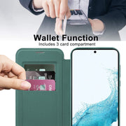 For Samsung Galaxy S22+ 5G MagSafe Magnetic RFID Anti-theft Leather Phone Case(Green)