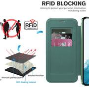 For Samsung Galaxy S22+ 5G MagSafe Magnetic RFID Anti-theft Leather Phone Case(Green)