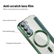 For Samsung Galaxy S22+ 5G MagSafe Magnetic RFID Anti-theft Leather Phone Case(Green)