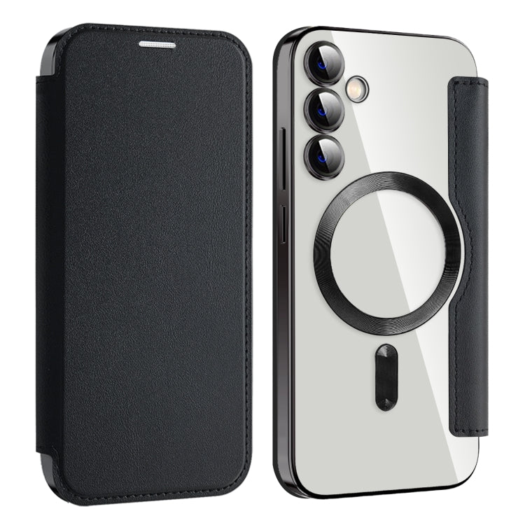 For Samsung Galaxy S23 FE 5G MagSafe Magnetic RFID Anti-theft Leather Phone Case(Black)
