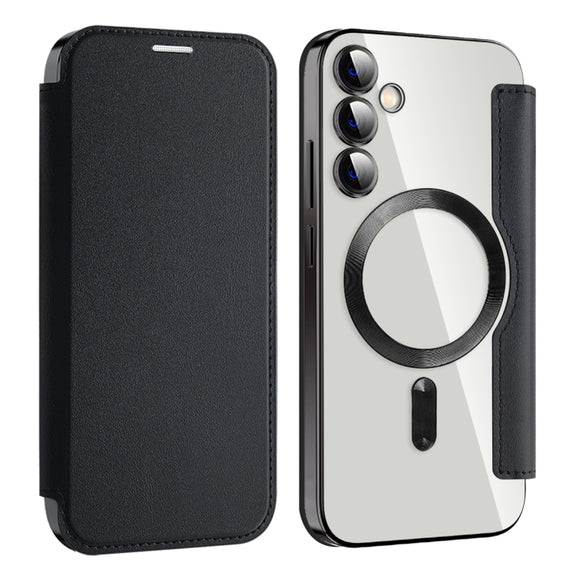 For Samsung Galaxy S23 FE 5G MagSafe Magnetic RFID Anti-theft Leather Phone Case(Black)