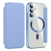 For Samsung Galaxy S23 FE 5G MagSafe Magnetic RFID Anti-theft Leather Phone Case(Blue)