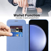 For Samsung Galaxy S23 FE 5G MagSafe Magnetic RFID Anti-theft Leather Phone Case(Blue)