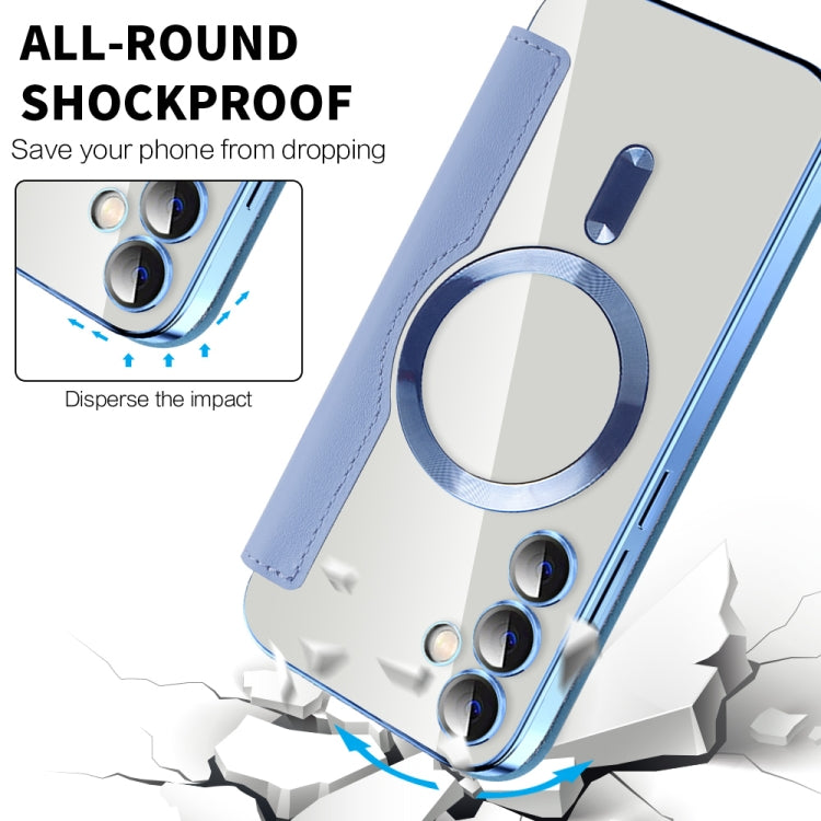 For Samsung Galaxy S23 FE 5G MagSafe Magnetic RFID Anti-theft Leather Phone Case(Blue)