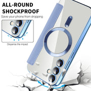 For Samsung Galaxy S23 FE 5G MagSafe Magnetic RFID Anti-theft Leather Phone Case(Blue)