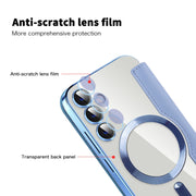 For Samsung Galaxy S23 FE 5G MagSafe Magnetic RFID Anti-theft Leather Phone Case(Blue)