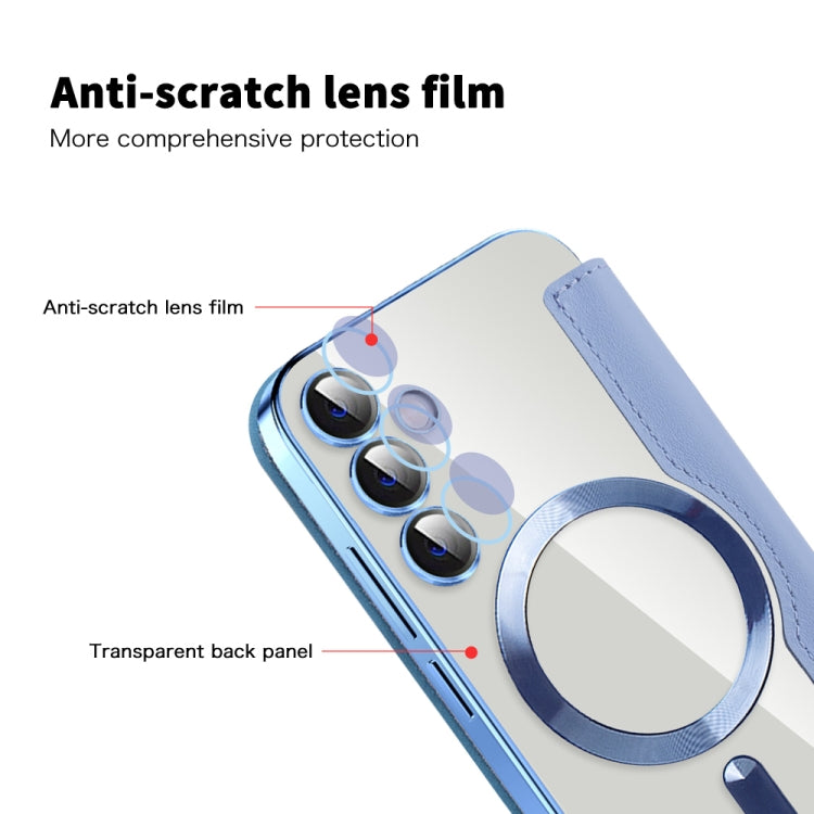 For Samsung Galaxy S23 FE 5G MagSafe Magnetic RFID Anti-theft Leather Phone Case(Blue)