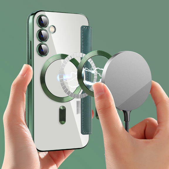 For Samsung Galaxy S23 FE 5G MagSafe Magnetic RFID Anti-theft Leather Phone Case(Green)