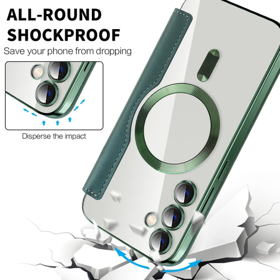 For Samsung Galaxy S23 FE 5G MagSafe Magnetic RFID Anti-theft Leather Phone Case(Green)