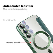 For Samsung Galaxy S23 FE 5G MagSafe Magnetic RFID Anti-theft Leather Phone Case(Green)