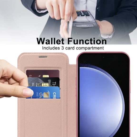 For Samsung Galaxy S23 FE 5G MagSafe Magnetic RFID Anti-theft Leather Phone Case(Pink)