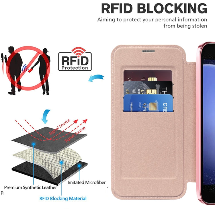 For Samsung Galaxy S23 FE 5G MagSafe Magnetic RFID Anti-theft Leather Phone Case(Pink)