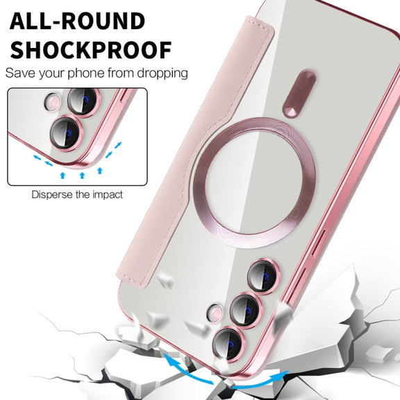 For Samsung Galaxy S23 FE 5G MagSafe Magnetic RFID Anti-theft Leather Phone Case(Pink)
