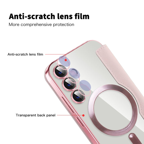 For Samsung Galaxy S23 FE 5G MagSafe Magnetic RFID Anti-theft Leather Phone Case(Pink)