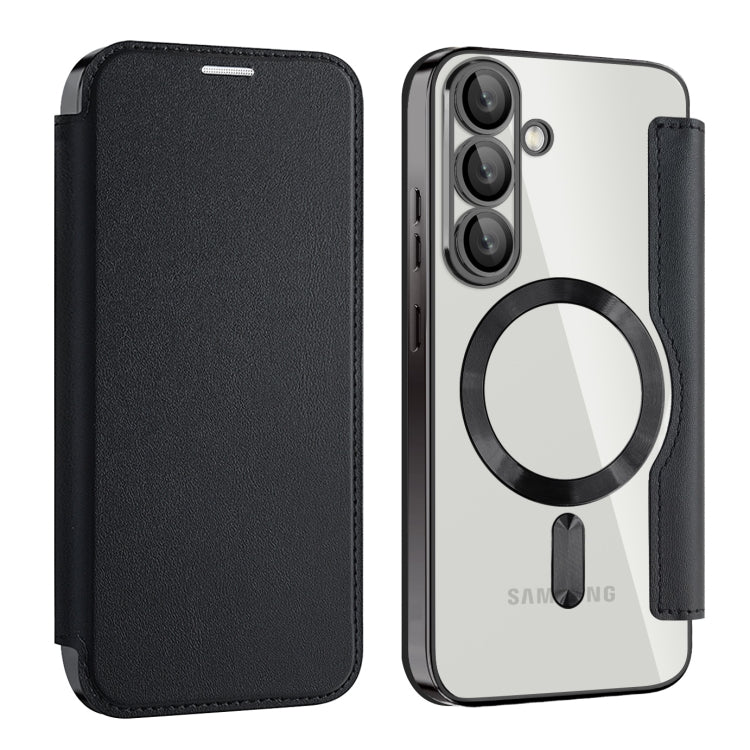 For Samsung Galaxy S25 5G Shield MagSafe RFID Anti-theft Leather Phone Case(Black)