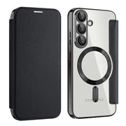 For Samsung Galaxy S25 5G Shield MagSafe RFID Anti-theft Leather Phone Case(Black)