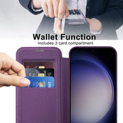 For Samsung Galaxy S25 5G Shield MagSafe RFID Anti-theft Leather Phone Case(Purple)