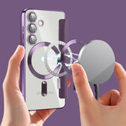 For Samsung Galaxy S25 5G Shield MagSafe RFID Anti-theft Leather Phone Case(Purple)