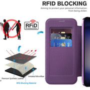 For Samsung Galaxy S25 5G Shield MagSafe RFID Anti-theft Leather Phone Case(Purple)