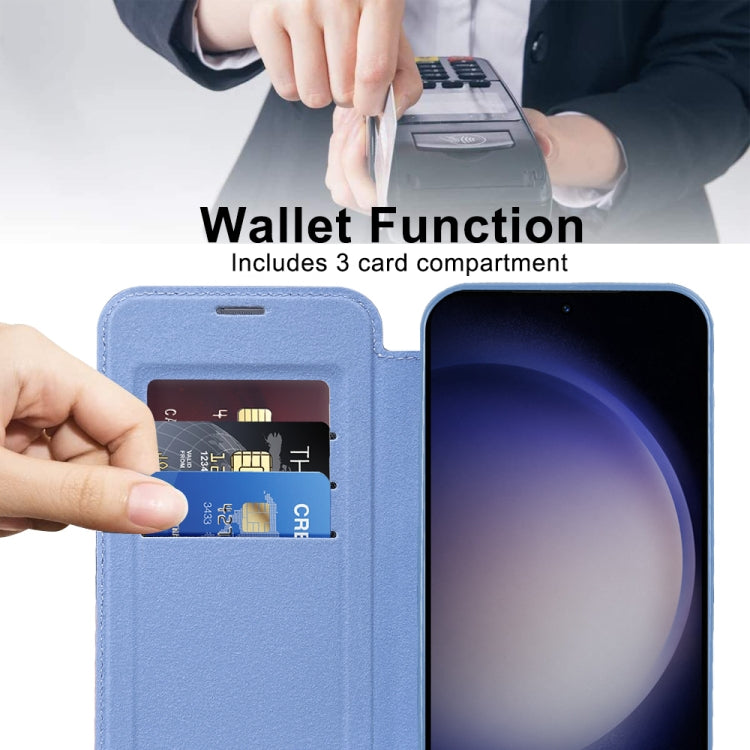 For Samsung Galaxy S25 5G Shield MagSafe RFID Anti-theft Leather Phone Case(Blue)