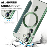 For Samsung Galaxy S25 5G Shield MagSafe RFID Anti-theft Leather Phone Case(Green)