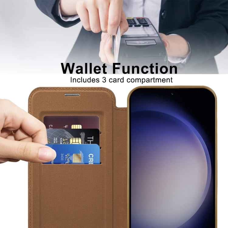 For Samsung Galaxy S25 5G Shield MagSafe RFID Anti-theft Leather Phone Case(Brown)
