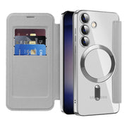 For Samsung Galaxy S25 5G Shield MagSafe RFID Anti-theft Leather Phone Case(Grey)