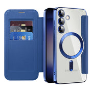 For Samsung Galaxy S25+ 5G Shield MagSafe RFID Anti-theft Leather Phone Case(Dark Blue)