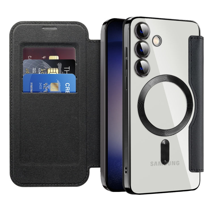 For Samsung Galaxy S25+ 5G Shield MagSafe RFID Anti-theft Leather Phone Case(Black)