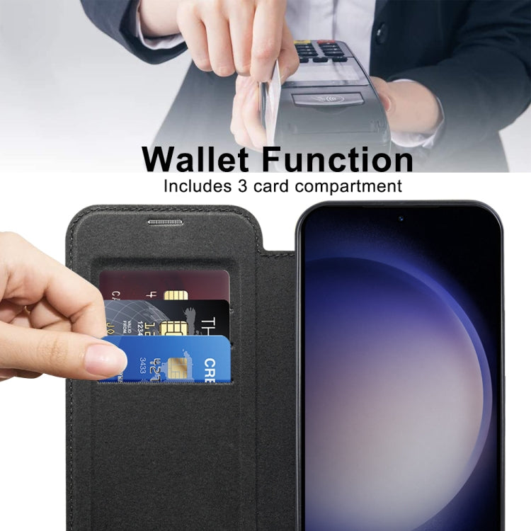 For Samsung Galaxy S25+ 5G Shield MagSafe RFID Anti-theft Leather Phone Case(Black)