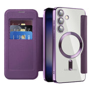 For Samsung Galaxy S25+ 5G Shield MagSafe RFID Anti-theft Leather Phone Case(Purple)