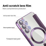 For Samsung Galaxy S25+ 5G Shield MagSafe RFID Anti-theft Leather Phone Case(Purple)
