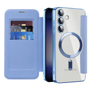 For Samsung Galaxy S25+ 5G Shield MagSafe RFID Anti-theft Leather Phone Case(Blue)