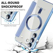 For Samsung Galaxy S25+ 5G Shield MagSafe RFID Anti-theft Leather Phone Case(Blue)