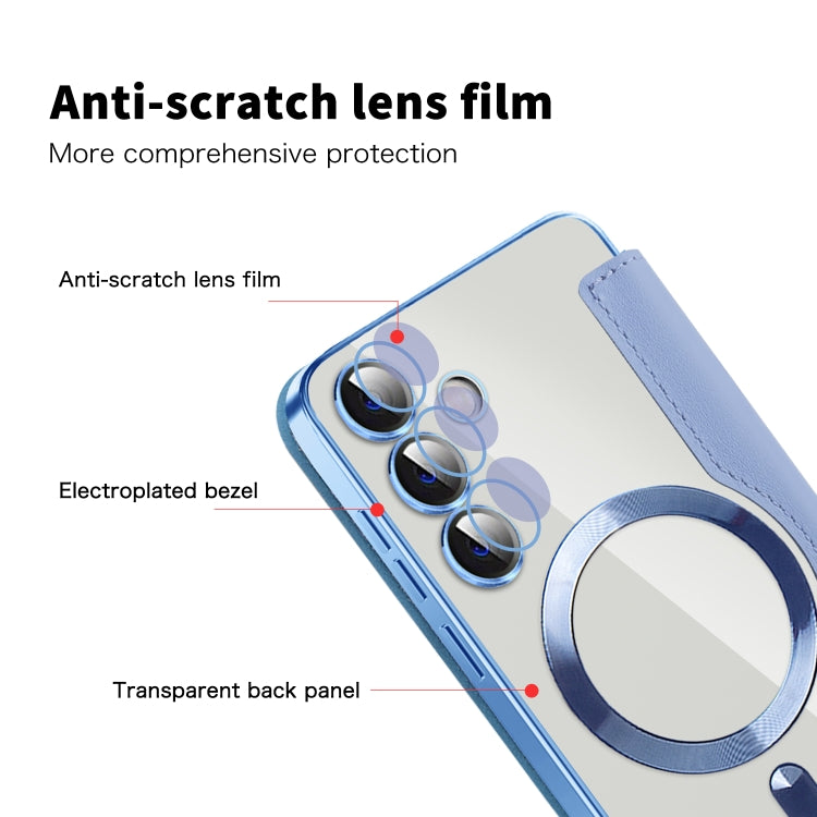 For Samsung Galaxy S25+ 5G Shield MagSafe RFID Anti-theft Leather Phone Case(Blue)