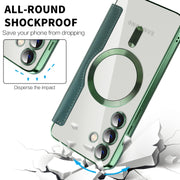 For Samsung Galaxy S25+ 5G Shield MagSafe RFID Anti-theft Leather Phone Case(Green)