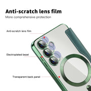 For Samsung Galaxy S25+ 5G Shield MagSafe RFID Anti-theft Leather Phone Case(Green)