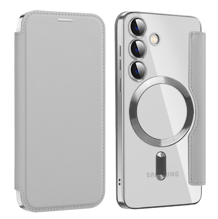 For Samsung Galaxy S25+ 5G Shield MagSafe RFID Anti-theft Leather Phone Case(Grey)