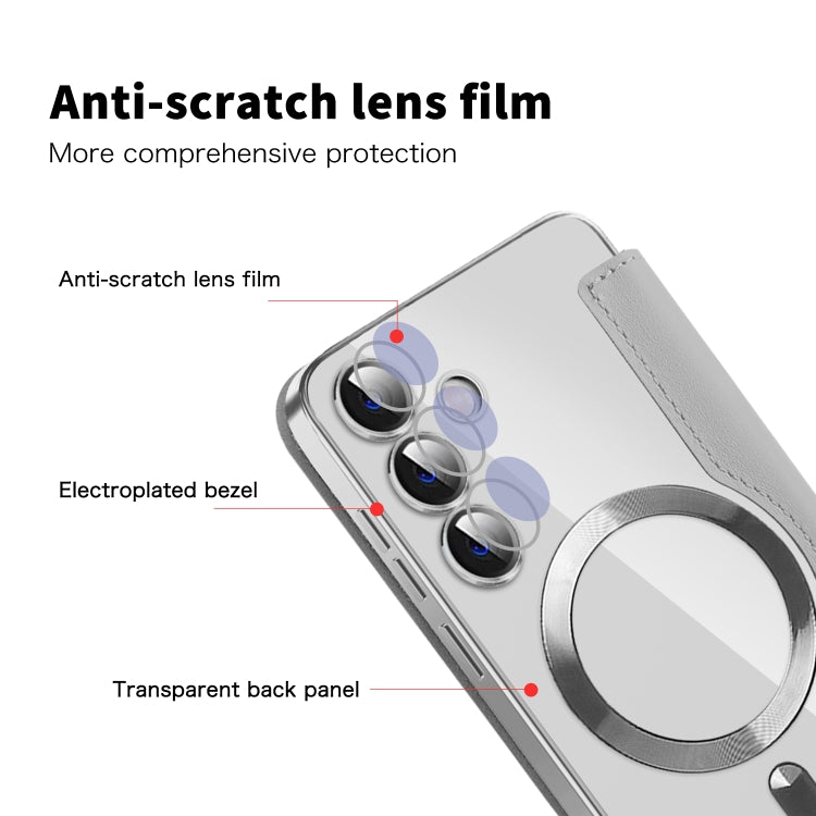 For Samsung Galaxy S25+ 5G Shield MagSafe RFID Anti-theft Leather Phone Case(Grey)