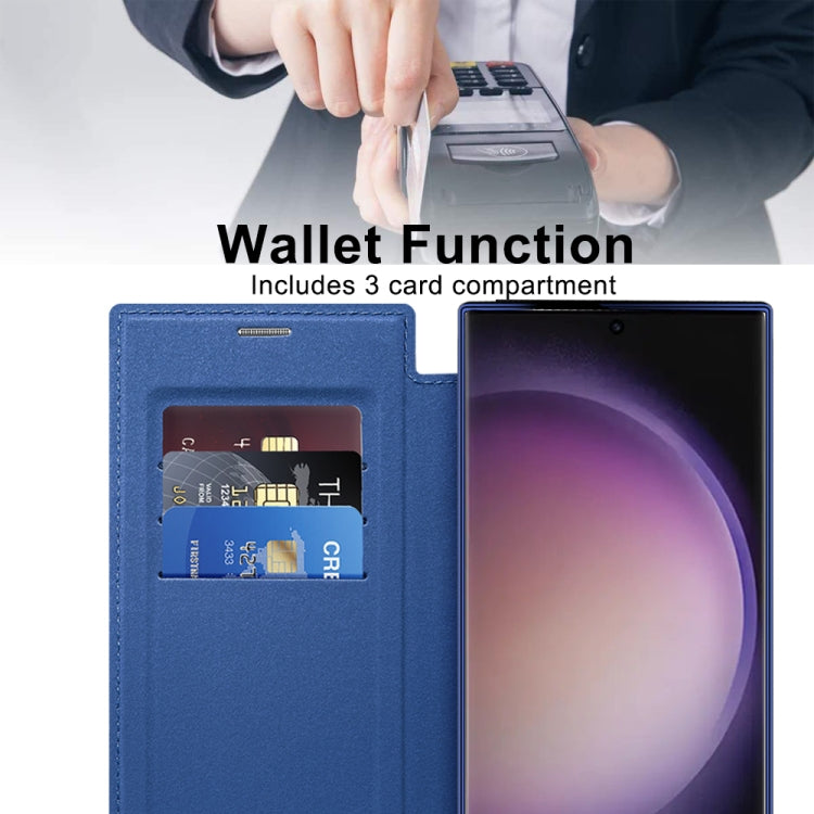 For Samsung Galaxy S25 Ultra 5G Shield MagSafe RFID Anti-theft Leather Phone Case(Dark Blue)