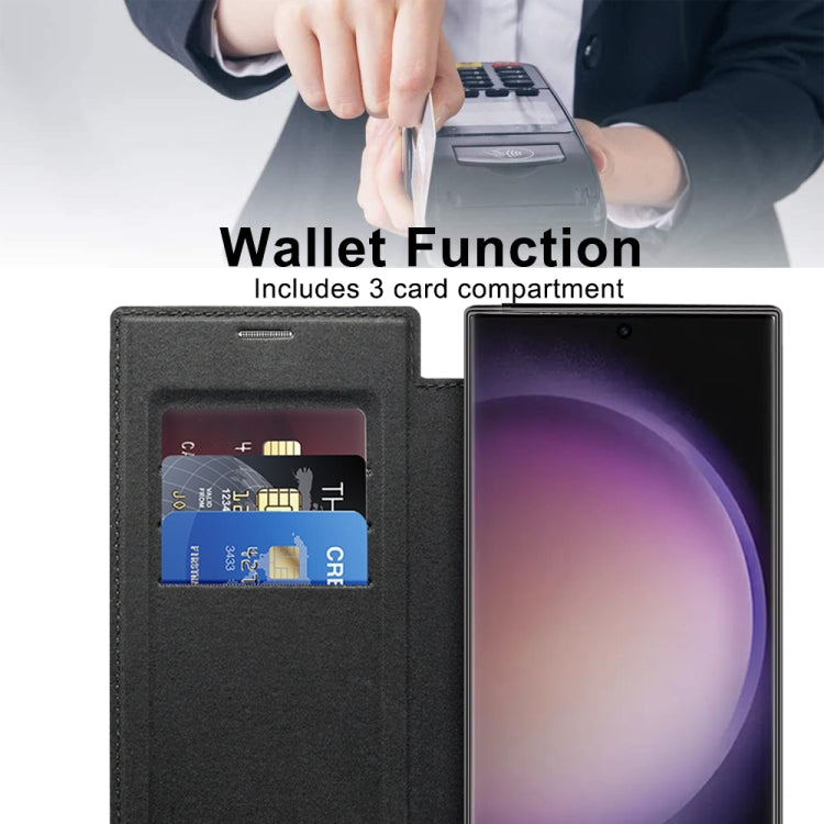 For Samsung Galaxy S25 Ultra 5G Shield MagSafe RFID Anti-theft Leather Phone Case(Black)