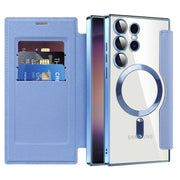 For Samsung Galaxy S25 Ultra 5G Shield MagSafe RFID Anti-theft Leather Phone Case(Blue)