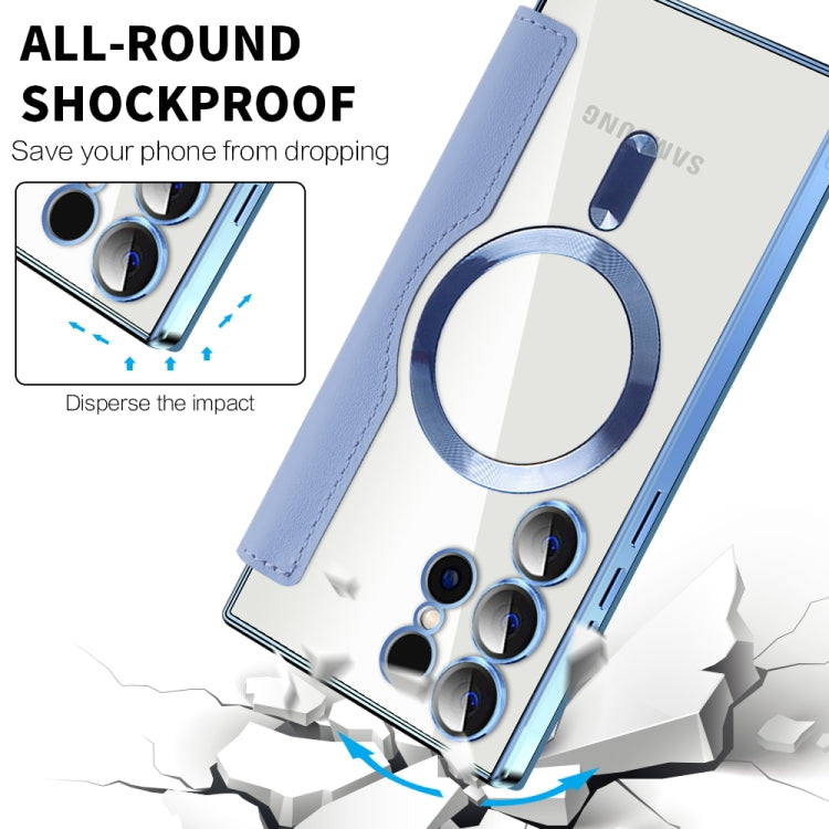 For Samsung Galaxy S25 Ultra 5G Shield MagSafe RFID Anti-theft Leather Phone Case(Blue)