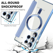 For Samsung Galaxy S25 Ultra 5G Shield MagSafe RFID Anti-theft Leather Phone Case(Blue)