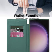 For Samsung Galaxy S25 Ultra 5G Shield MagSafe RFID Anti-theft Leather Phone Case(Green)